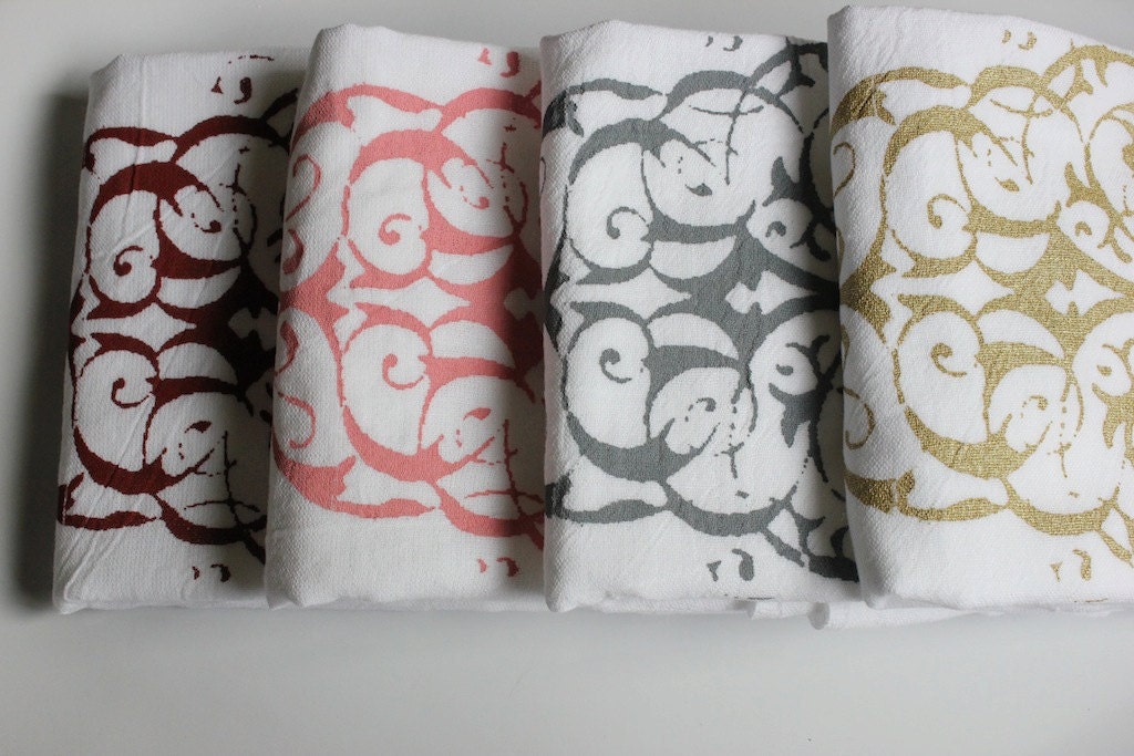 6 "MODERN PAISLEY" - Tea Towels - Flour Sack Towels -Kitchen Towels  -  Modern Paisley  -Dish Towels