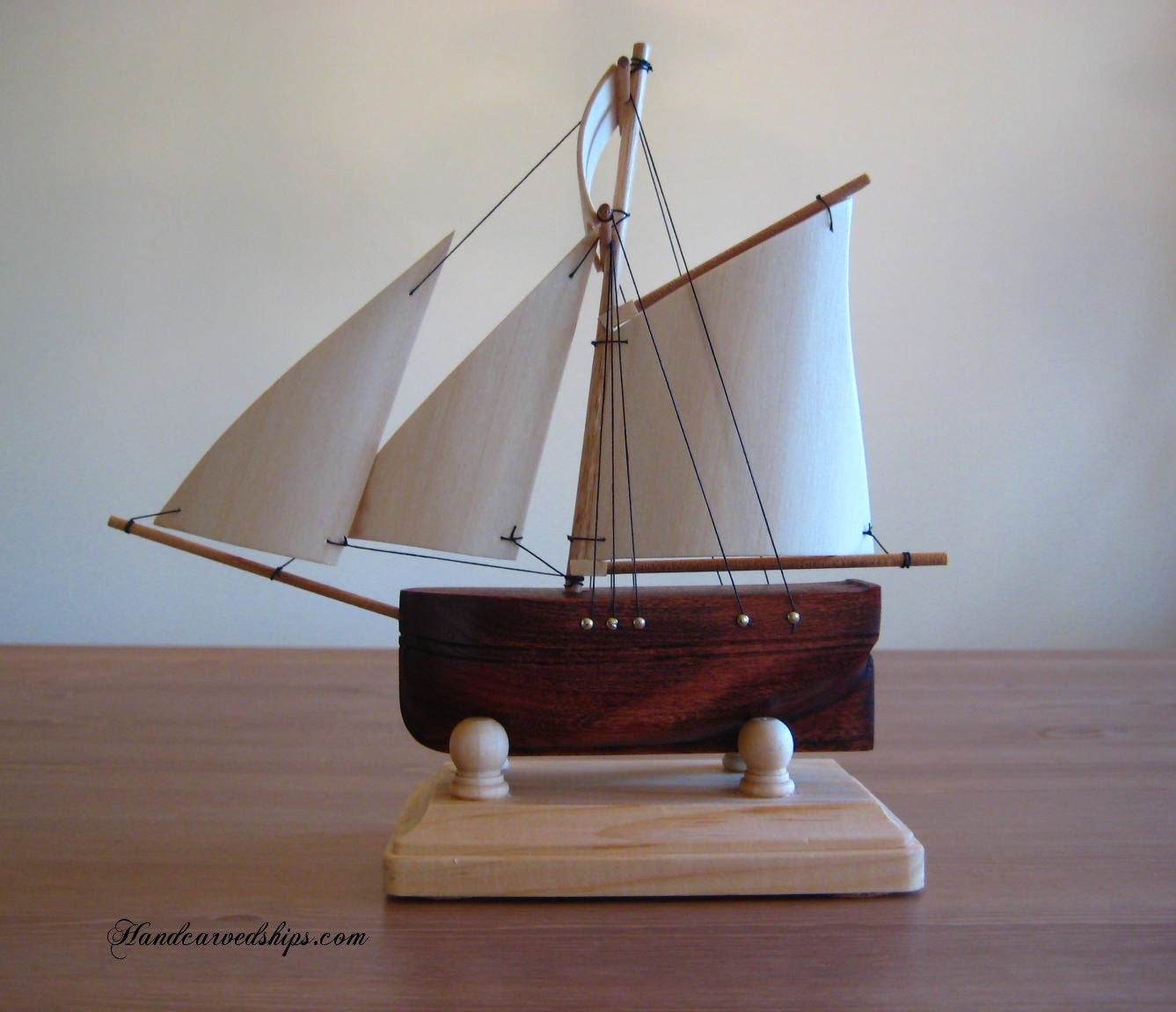 Hand Carved 18th Century Sloop Sailing Ship by HandCarvedShips