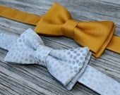 Boys Bow Tie - gold ( mustard yellow ) or silver, Gold Bow Tie