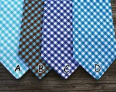 Boys Blue Tie Gingham in Aqua Teal Royal Blue