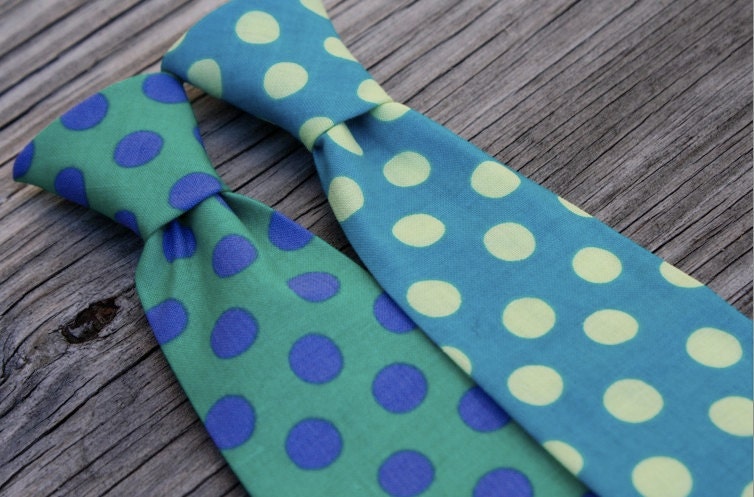 Polka Dot Tie for Boys ( green , teal , pink , gray )