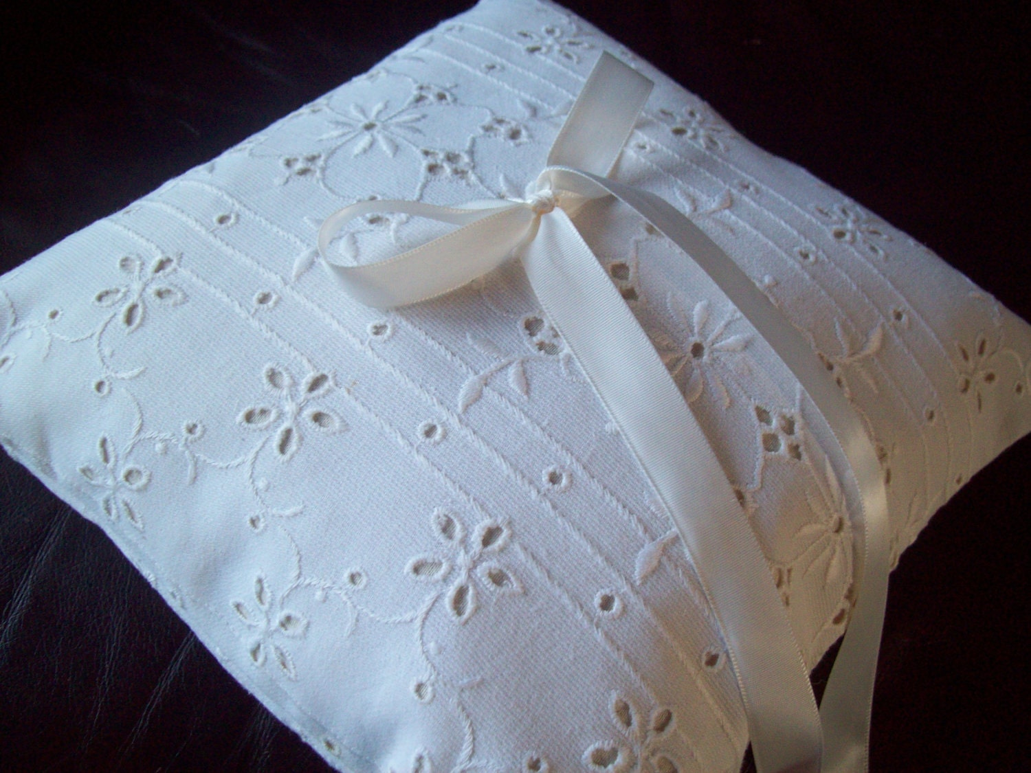 Ivory Ring Bearer Pillow - Something Old - Vintage Eyelet Ring Pillow / READY TO SHIP