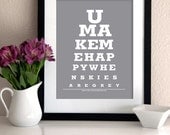 Nursery Wall Art/ Kids room wall decor/ Eye Exam print/ poster -"You make me happy when skies are grey"