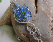 Bellflower and silver pendant - wire wrapped jewelry