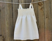 Ivory Eyelet Flowergirl Dress, Smocked White or Ivory Eyelet, Great for Beach weddings, portraits, confiramtions, 9m-10yrs