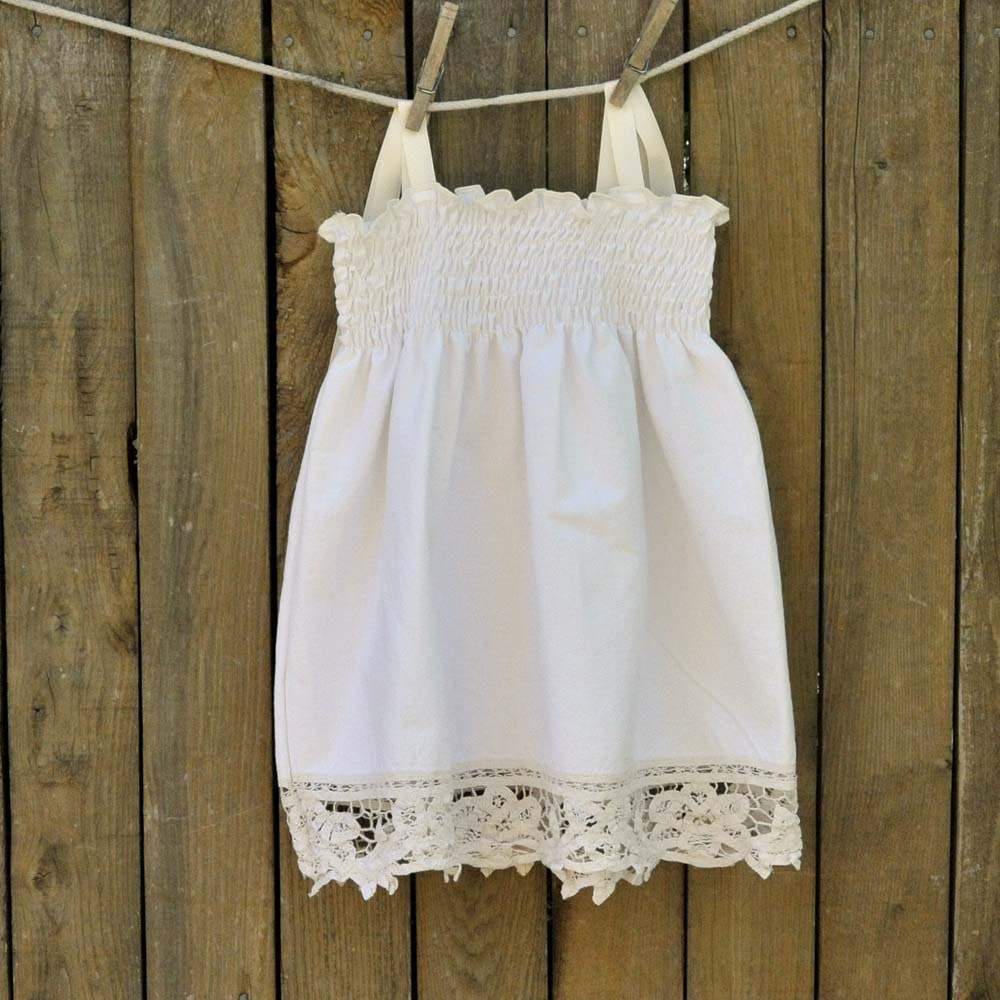 Vintage Lace Flowergirl Dess, Natural Cotton with Cotton Lacework, size 9m-12m-18m-2t, 3t,4t