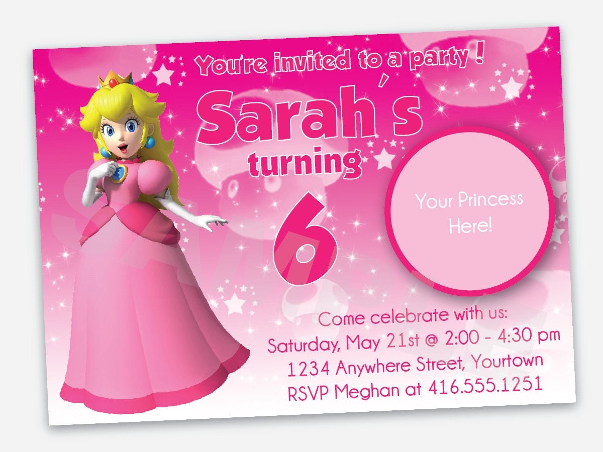 Items Similar To Princess Peach Birthday Party Invitation - Printable ...