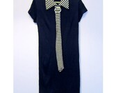 Striped collar necktie mod dress