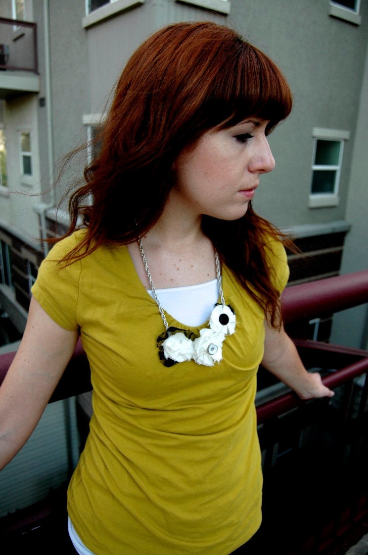 Black and White floral necklace