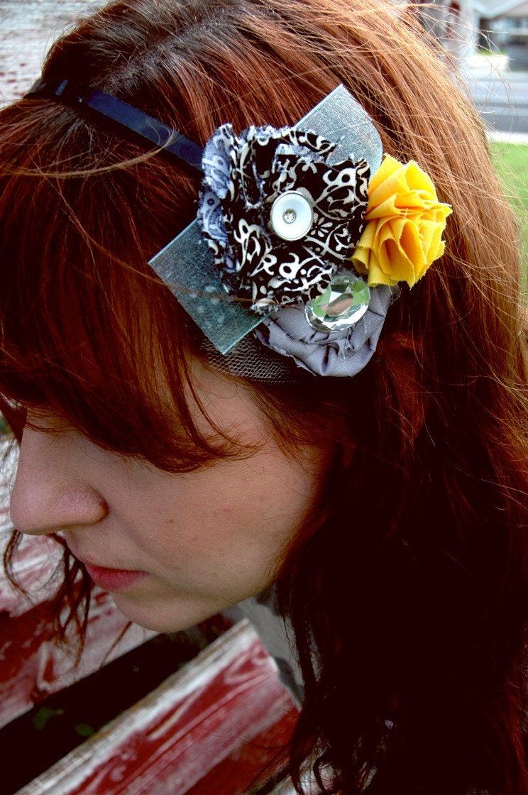Boho inspired floral and ribbon headband