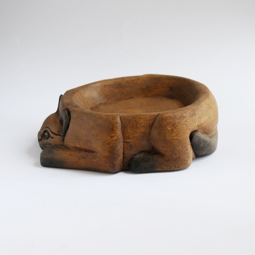Vintage Wooden Cat Tray