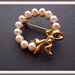 Vintage Pin Brooch: Audrey Hepburn, Lovely Sweet Pearl and Gilt Bow Pin Brooch