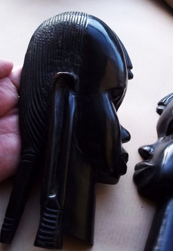 Vintage Wall Mask : Vintage Ebony Wall Hanging, Portraits, Wall Plaques