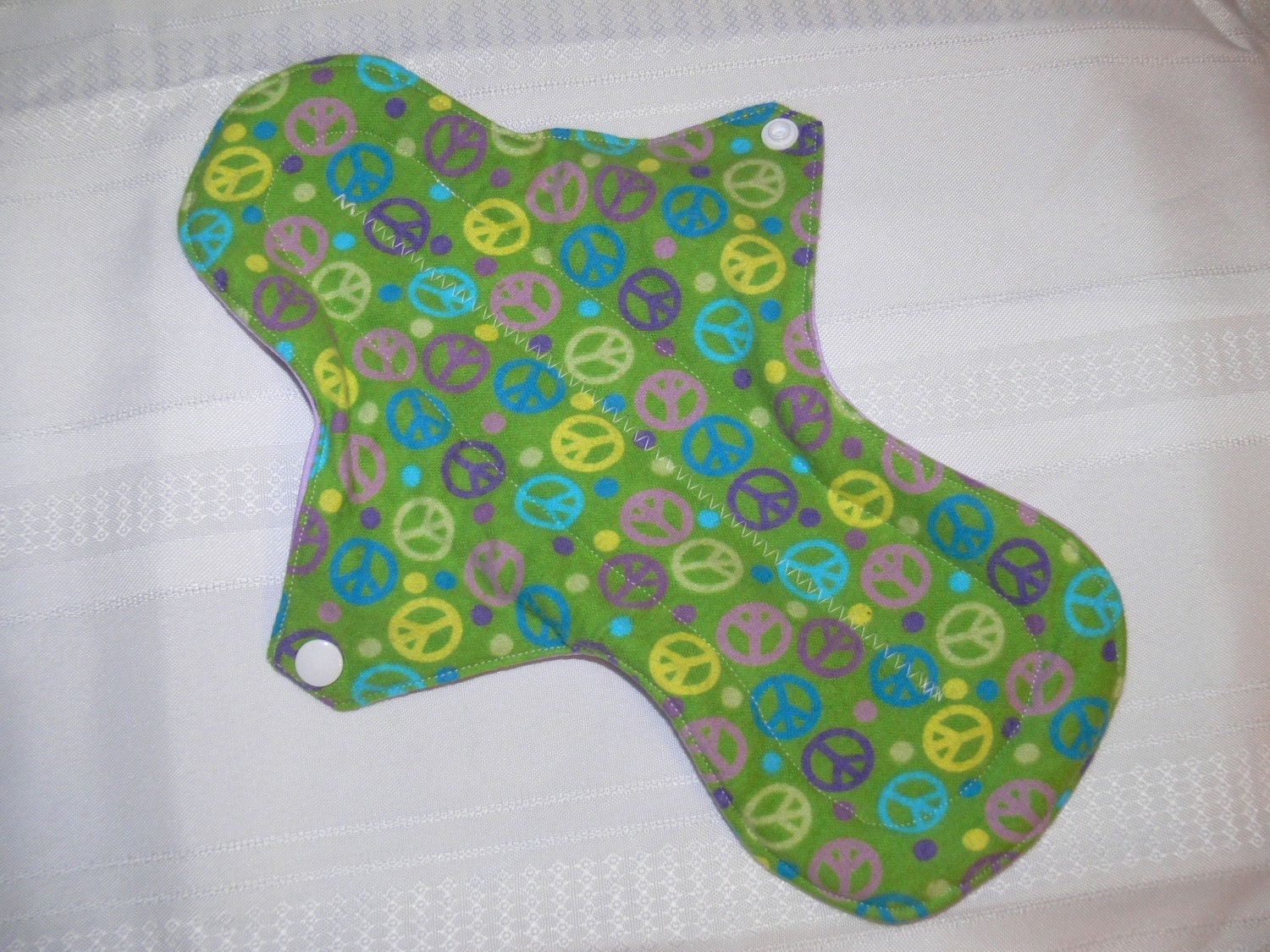 Overnight Cloth Menstrual Pad green peace signs