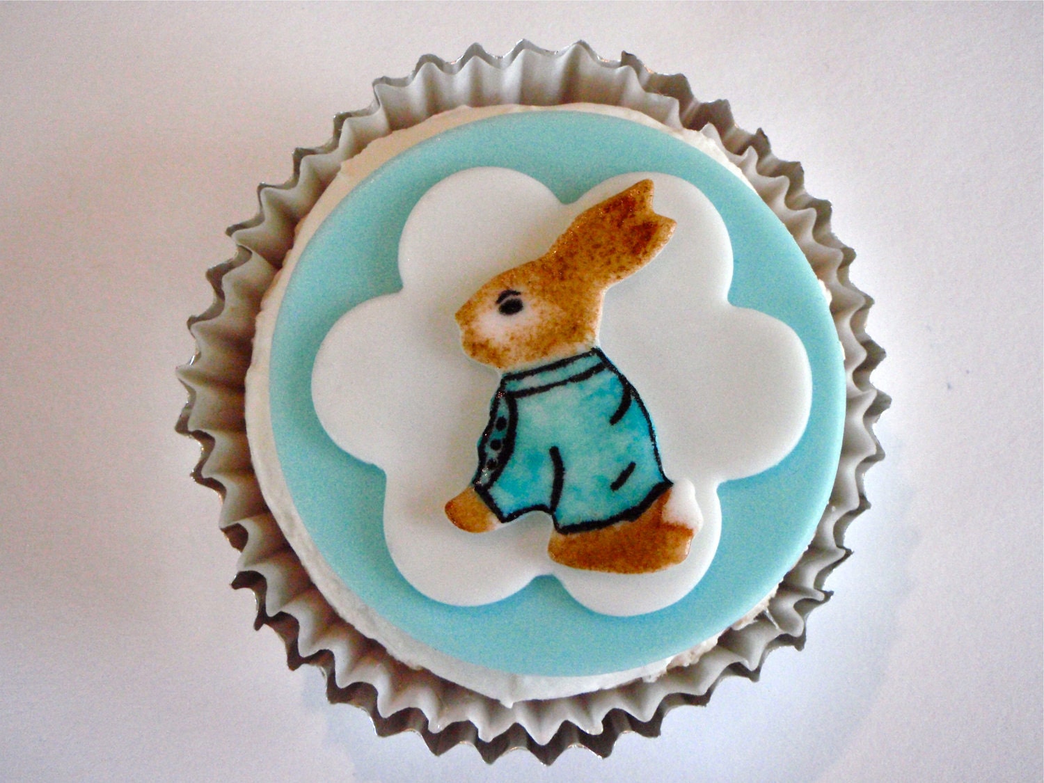 Nursery Rabbit Edible Fondant Cupcake Topper Decorations- Perfect for a baby shower or first birthday party