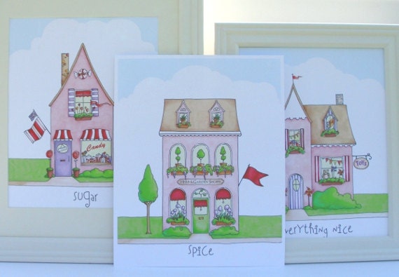 Sugar spice and everything nice ... 3 girls room wall art prints