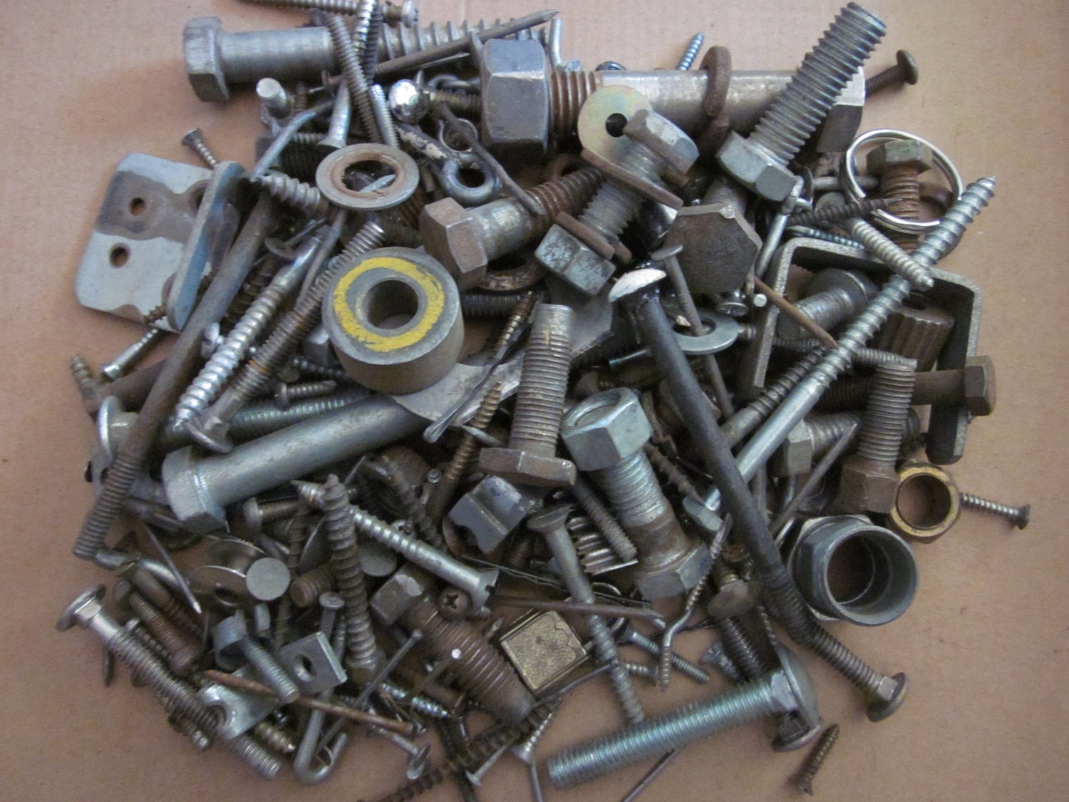 Hardware rusty metal destash lot of bolts nails screws and other random parts 5 pounds number 3