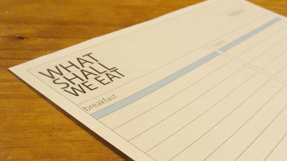 Menu Planner- What Shall We Eat - Printable PDF