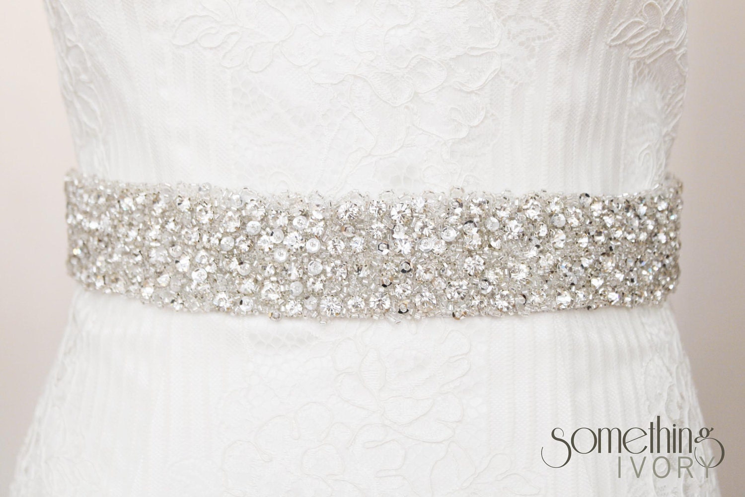 ADELE - Clear Rhinestone Beaded Bridal Wedding Belt