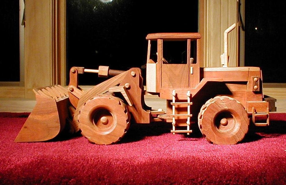 Front end loader construction replica handcrafted wooden