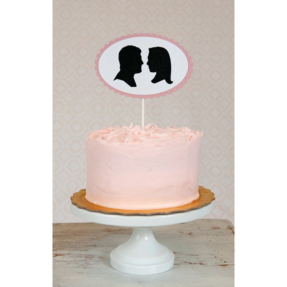 Custom Paper Silhouette Wedding Cake Topper made from your photos by Simply Silhouettes as seen in BRIDES Magazine