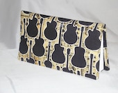 Acustic Guitar Print Checkbook Cover- SALE The Perfect Gift for a Music Lover - Fabric Checkbook Cover - Music - Rock and Roll