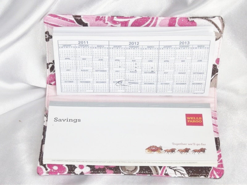 Rose and Chocoloate with Sparkles Checkbook Cover - Fabric Cover