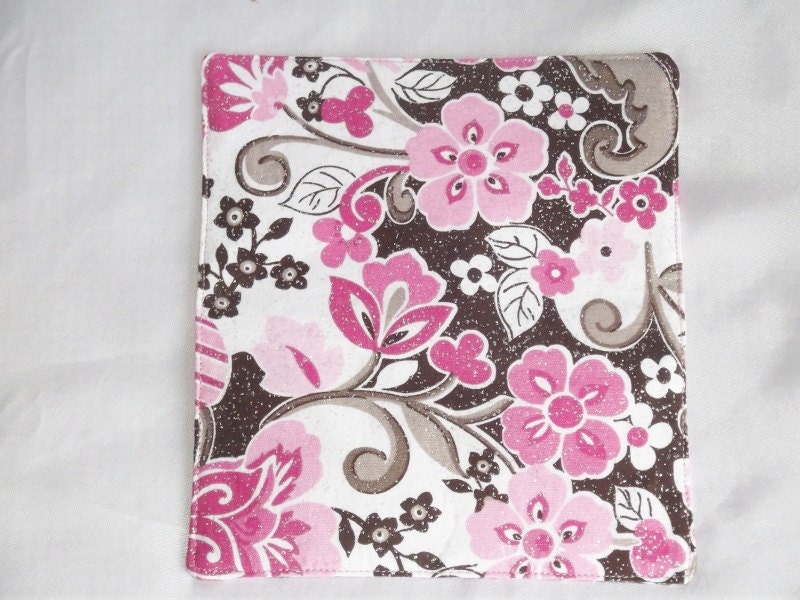 Rose and Chocoloate with Sparkles Checkbook Cover - Fabric Cover