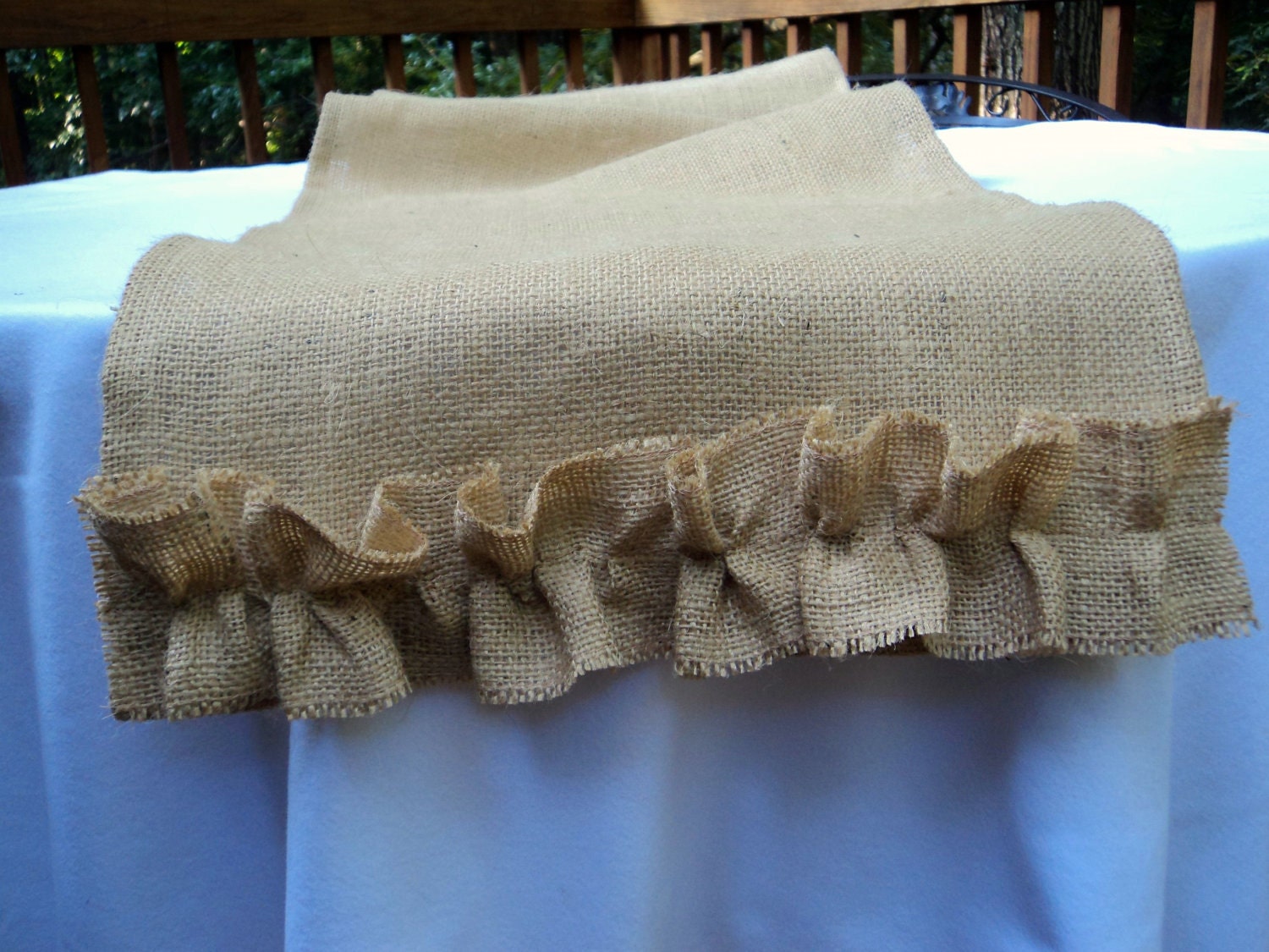Burlap Table Runner with Ruffles Burlap Runner 14" x 60" or Custom Size Available