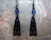 Black and Sapphire Dangle Earrings