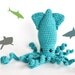 Amigurumi Sparkling Squid - Crocheted in Turquoise
