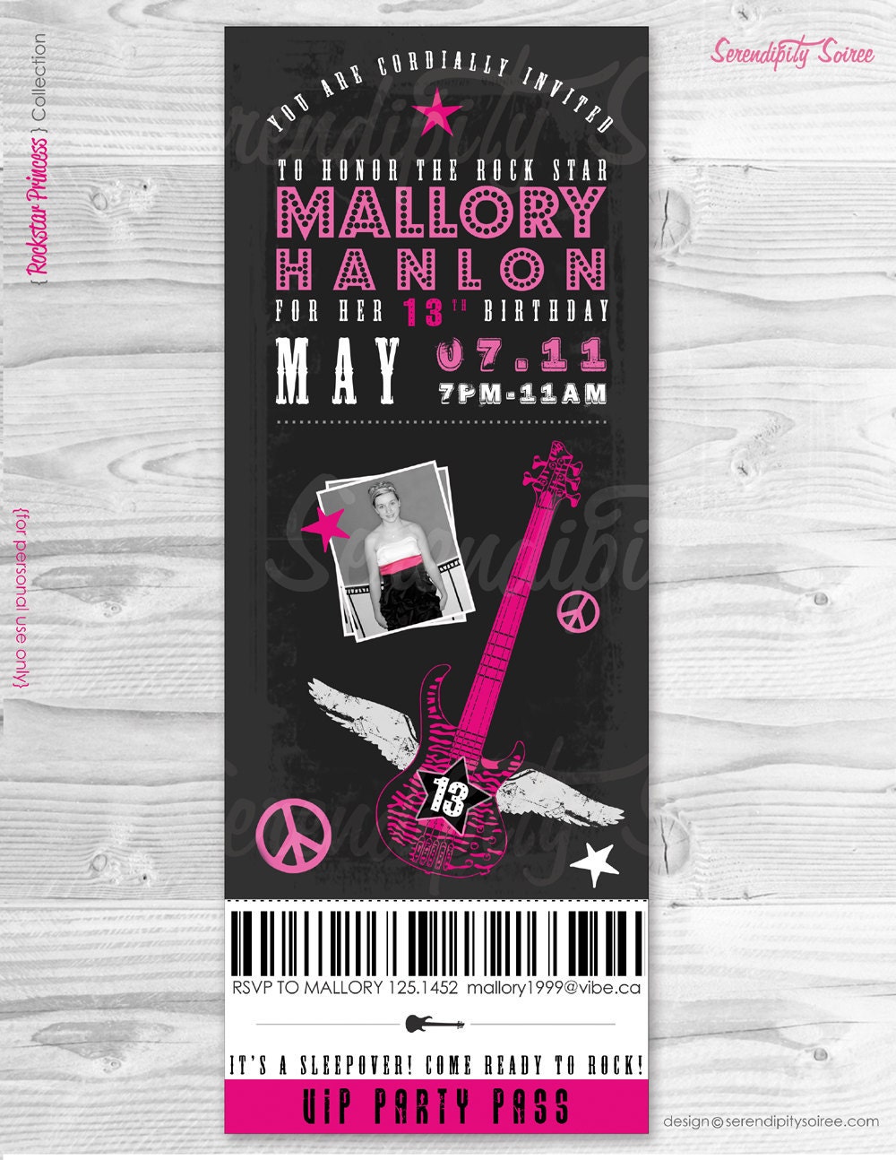 Rockstar party Invitation (Rockstar Princess) - VIP TICKET - Custom Printable Invitation Il_570xn