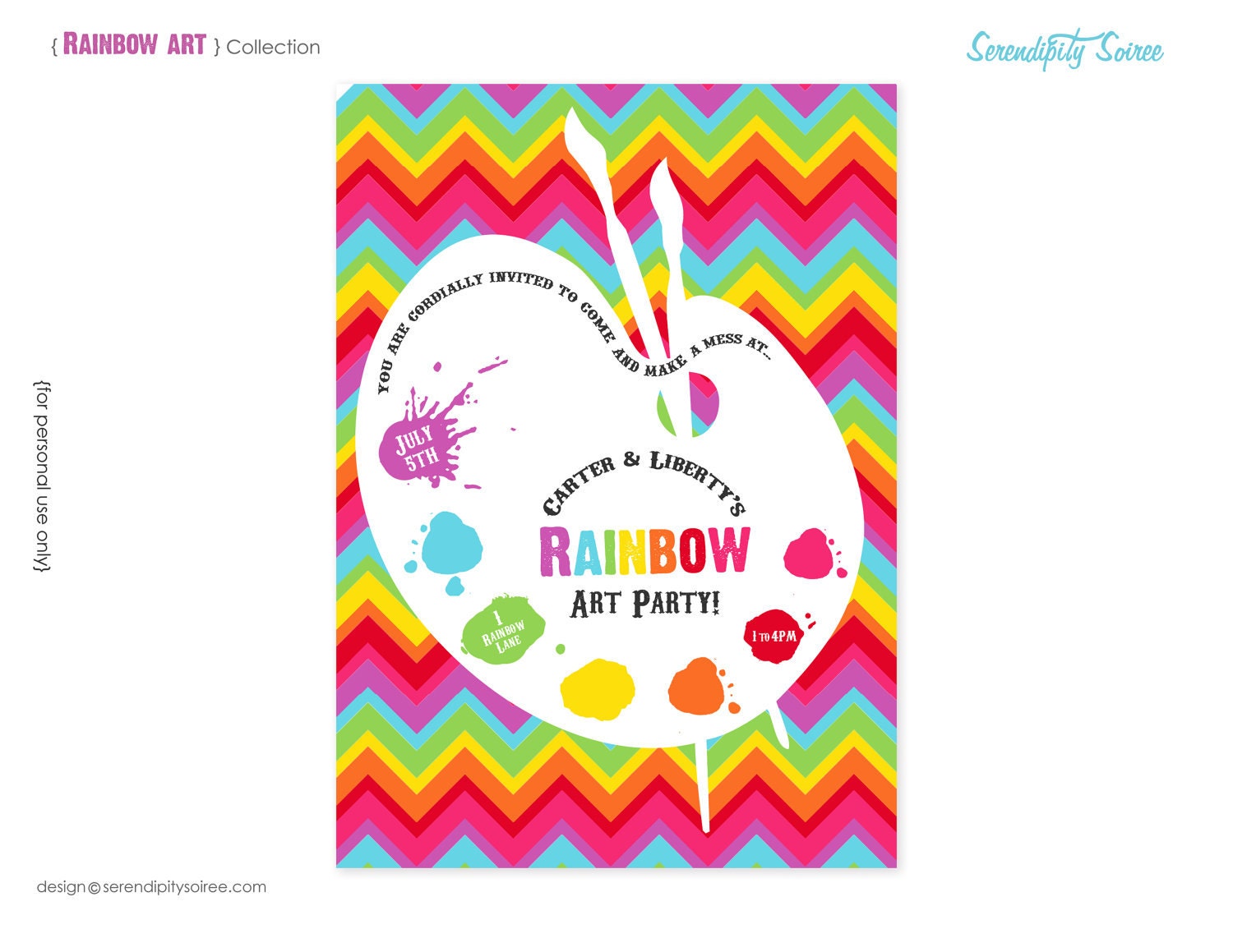 Rainbow Art- Custom Printable Invitation - 4 styles to choose - Rainbow art party, art party, rainbow party