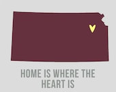Kansas Home is Art Print 8 x 10 inch CHOOSE Color Travel Map I heart USA SALE buy 2 get 3