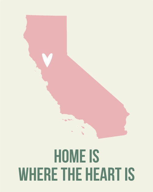 Customize California Home is Art Print 8 x 10 inch CHOOSE your ColOR Travel Map I heart USA SALE buy 2 get 3
