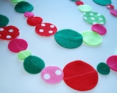 Felt Garland in Red, Pink and Green Polka Dot Strawberry Inspired Il_170x135