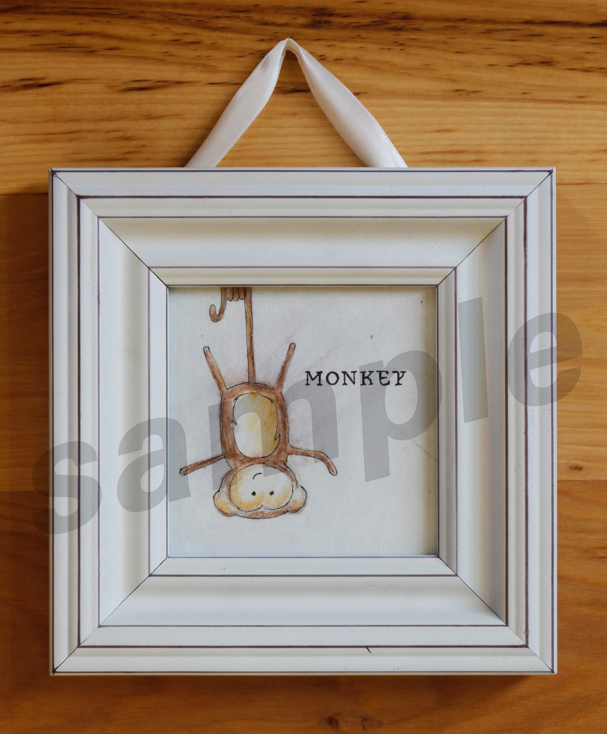 MONKEY Baby Animal 4"x4" Unframed Art Print for baby / infant nursery, or toddler or child's room