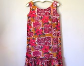 Vintage 60s Bold Tiki Sheath Dress
