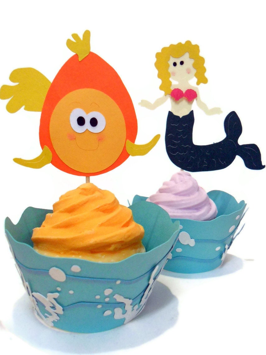 Cupcake Wrappers Under the Sea AND Toppers - set of 24 Il_170x135
