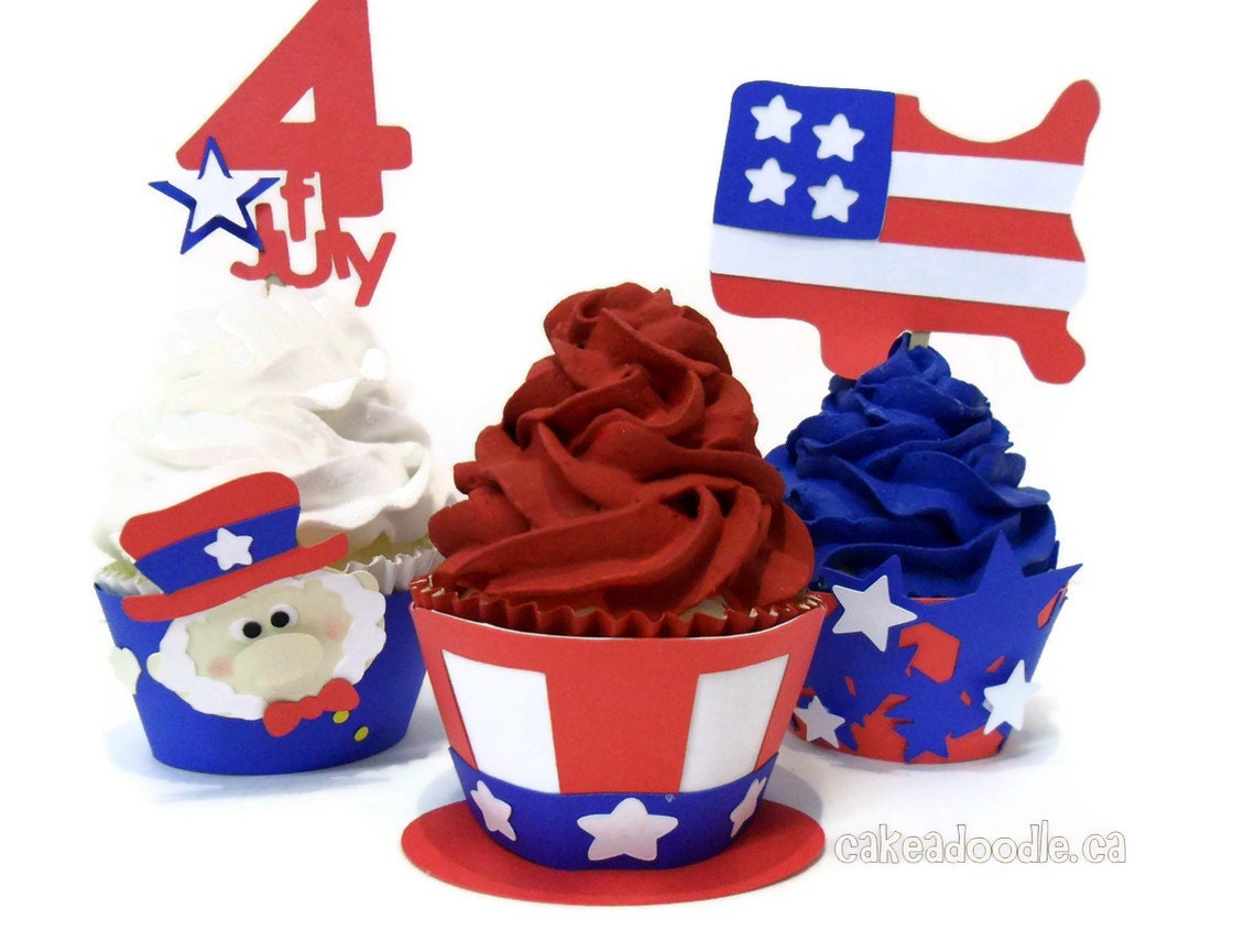 4th of July Cupcake Toppers - Set of 12