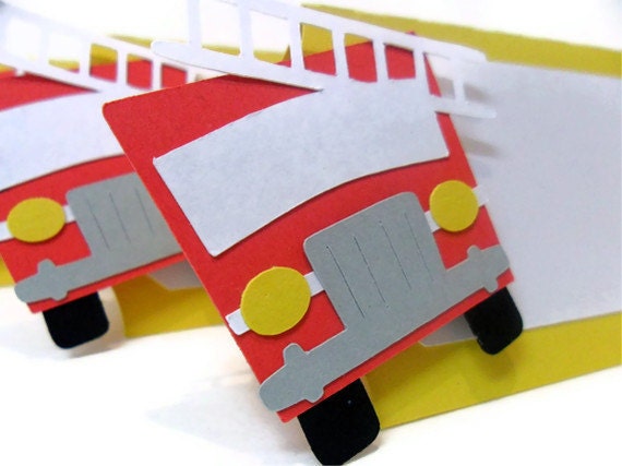 Fire Truck Tent Cards - Set of 6