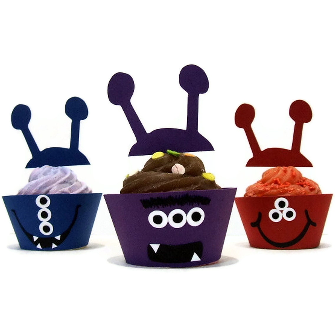 Monster Cupcake Wrappers AND Toppers 24 Il_570xn