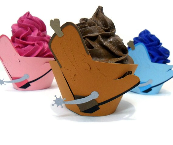 Cowboy Boot Cupcake Wrappers - set of 12 Il_570xn
