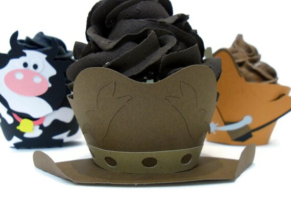 Cowboy Hat Cupcake Wrappers - set of 12 Il_570xn