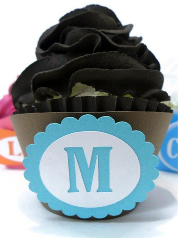 Monogram Cupcake Wrapper Layered Frame - set of 12 Il_570xn
