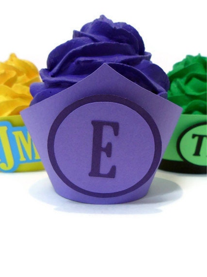 Monogram Cupcake Wrapper Layered - set of 12 Il_570xn