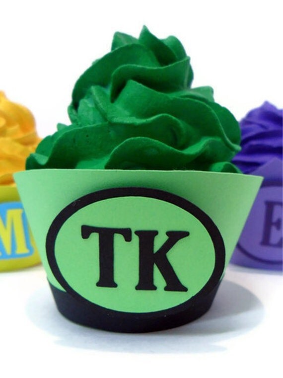 Monogram Cupcake Wrapper Circle Layer - set of 12 Il_570xn