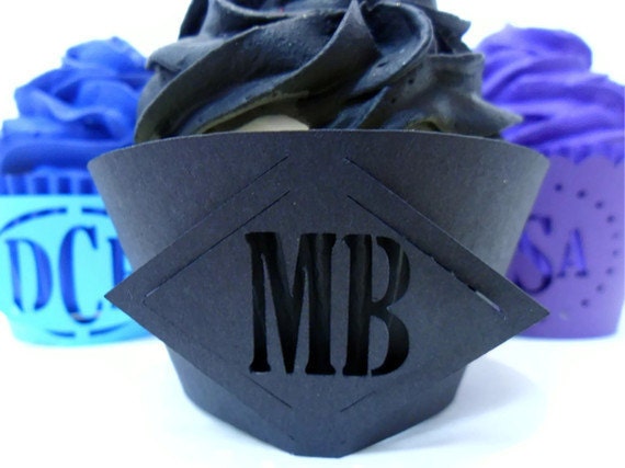 Monogram Cupcake Wrapper Diamond - set of 12 Il_570xn