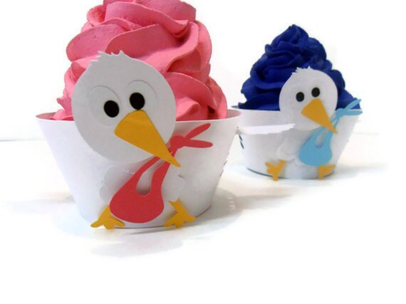 Cupcake Wrappers Stork - set of 12 Il_570xn