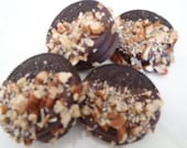 Chocolate-Dipped Sandwich Cookies sprinkled with pecans, walnuts, almonds, sprinkles- 12 piece box